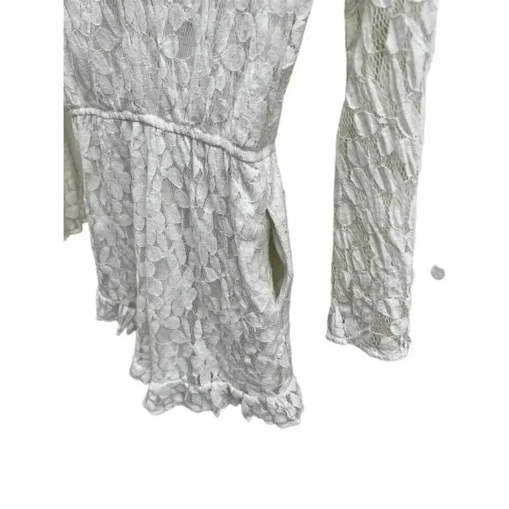 Disney Beauty And The Beast Sz‎ S Lined Romper Playsuit White Lace Bell Sleeves‍